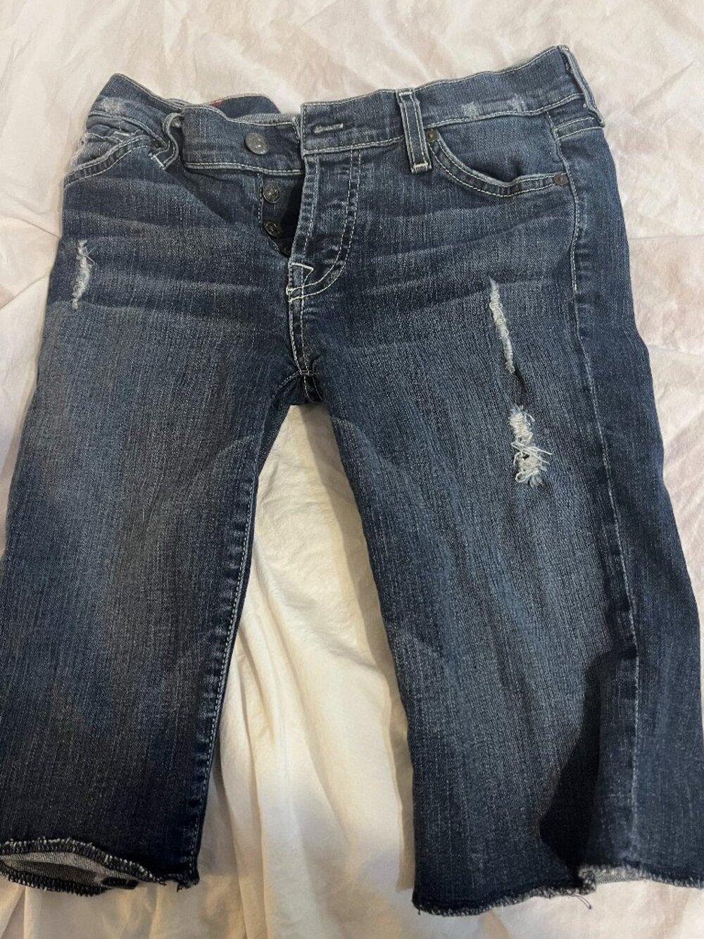 7 For All Mankind Distressed Cutoff Denim Shorts – Size 24